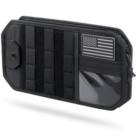 pitozer front view of visor organizer showing pockets and neat storage benefit