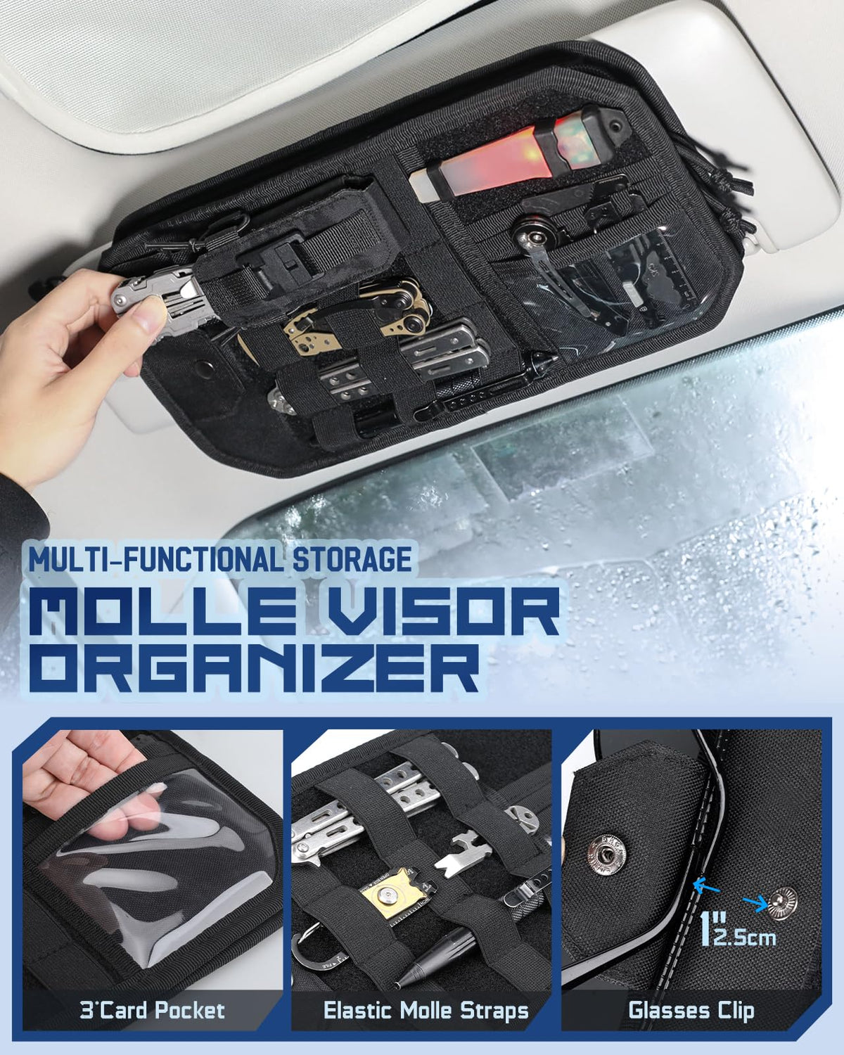 pitozer close-up of molle panel holding tools for quick access benefit