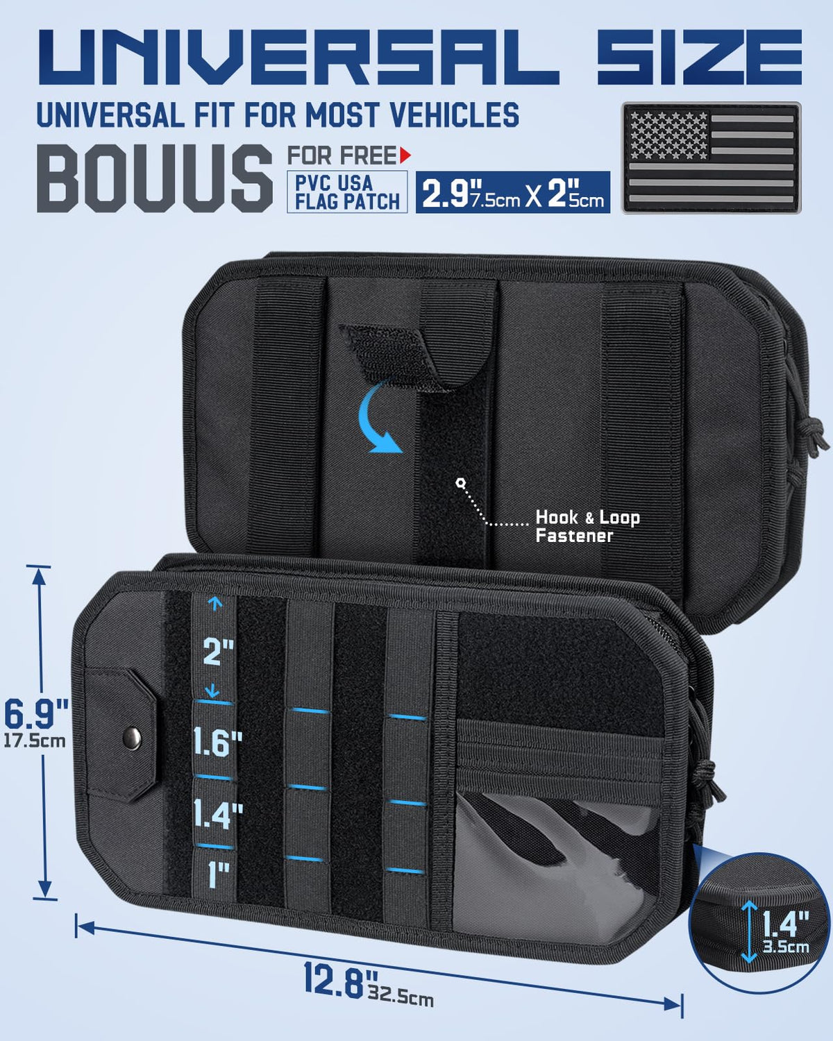 pitozer open interior with zip compartment for secure document organization