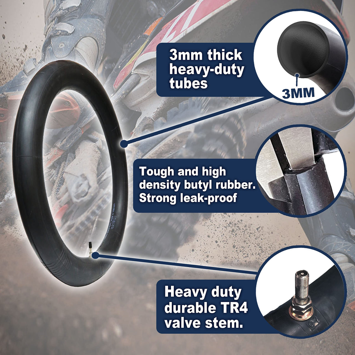 PIVOTRAX 3mm butyl rubber cross-section highlighting puncture durability