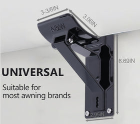 Piwerod bracket installed on awning roller demonstrating improved center stability