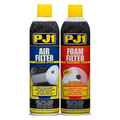 PJ1 front view of kit showing cleaner and super-tacky oil for easy maintenance