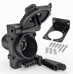 PKDOAX front view showing combined 7-way and 5-way outlets, improves towing flexibility