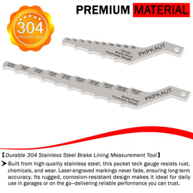 PKPKAUT clear scale reading on the gauge illustrating accurate brake pad thickness check