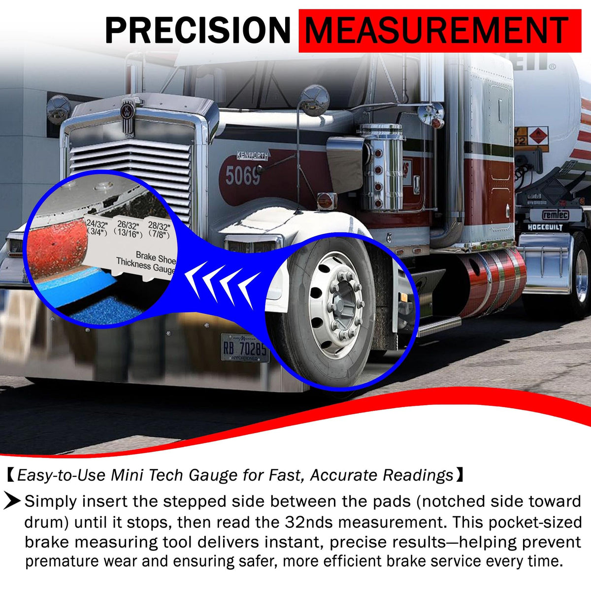 PKPKAUT gauge inserted through caliper inspection slot demonstrating fast in-place measurement