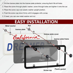 PLALEI installed on car rear demonstrating visible plate protection benefit