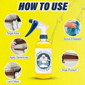 Plane Perfect citrus cleaner droplet on metal illustrating cleaning action