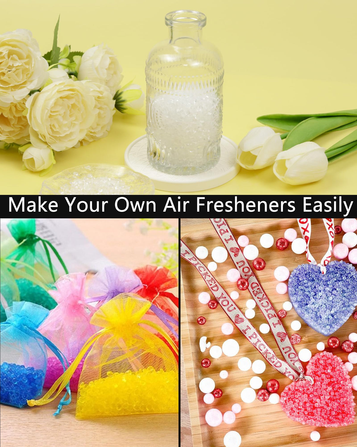 PLANTIONAL DIY car freshie made with beads demonstrating freshening benefit