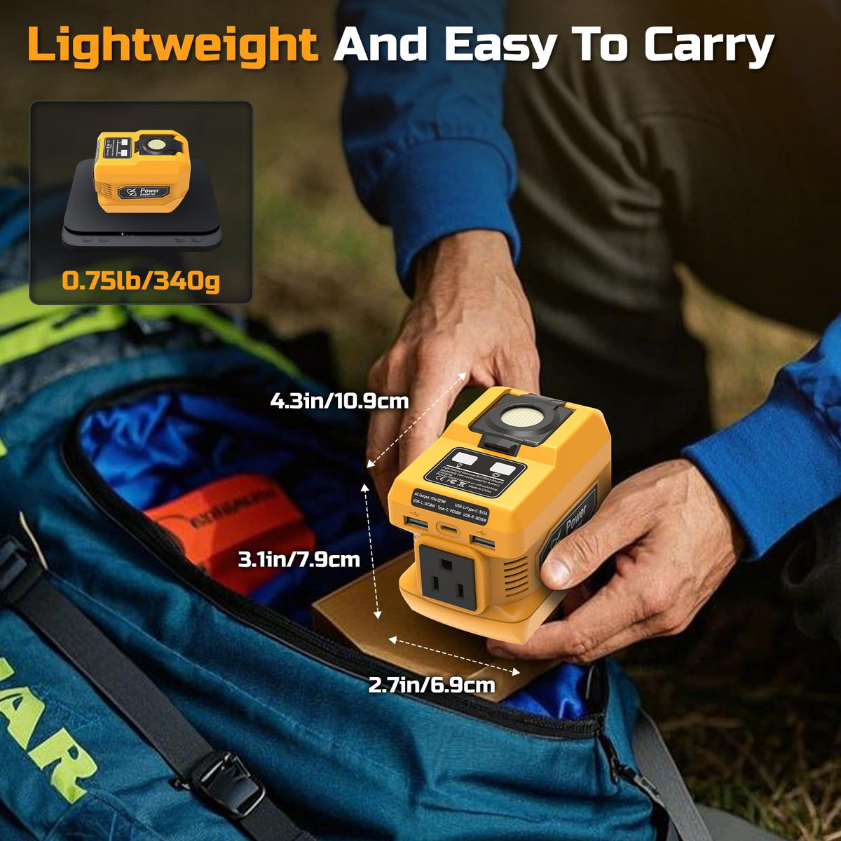 PlantPalGear inverter LED work light tilted 90 degrees for focused job illumination