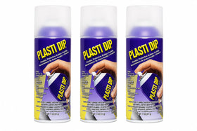 Plasti Dip clear 3-pack front view showing cans and label, brand protection benefit