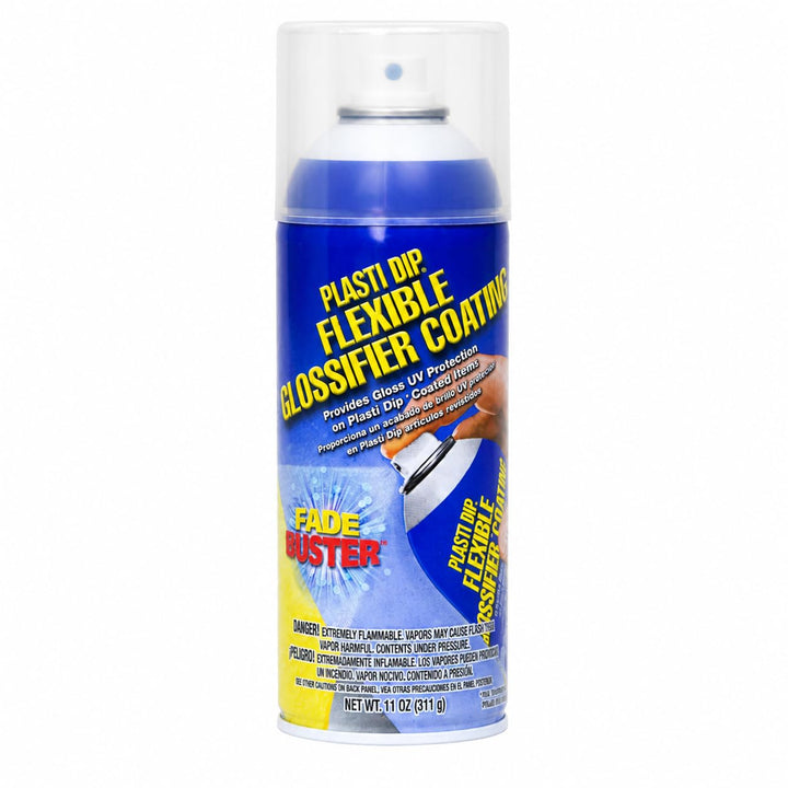 Plasti Dip Enhancer Glossifier can front view showing label and spray nozzle benefit of clear protective finish