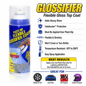 Plasti Dip being sprayed with glossifier on a coated rim showing improved shine and protection