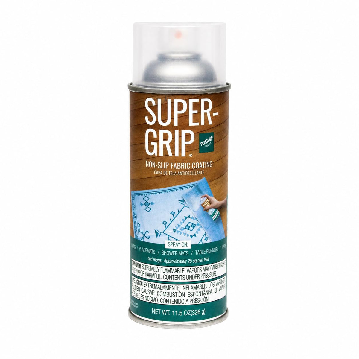 Plasti Dip Super Grip front can showing label and spray nozzle for easy application