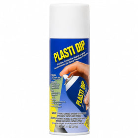 Plasti Dip aerosol can front showing label and included microfiber cloth benefit