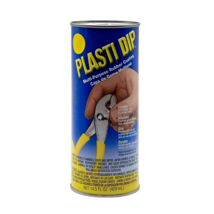 Plasti Dip can front label showing brand and product benefits like peelable protection