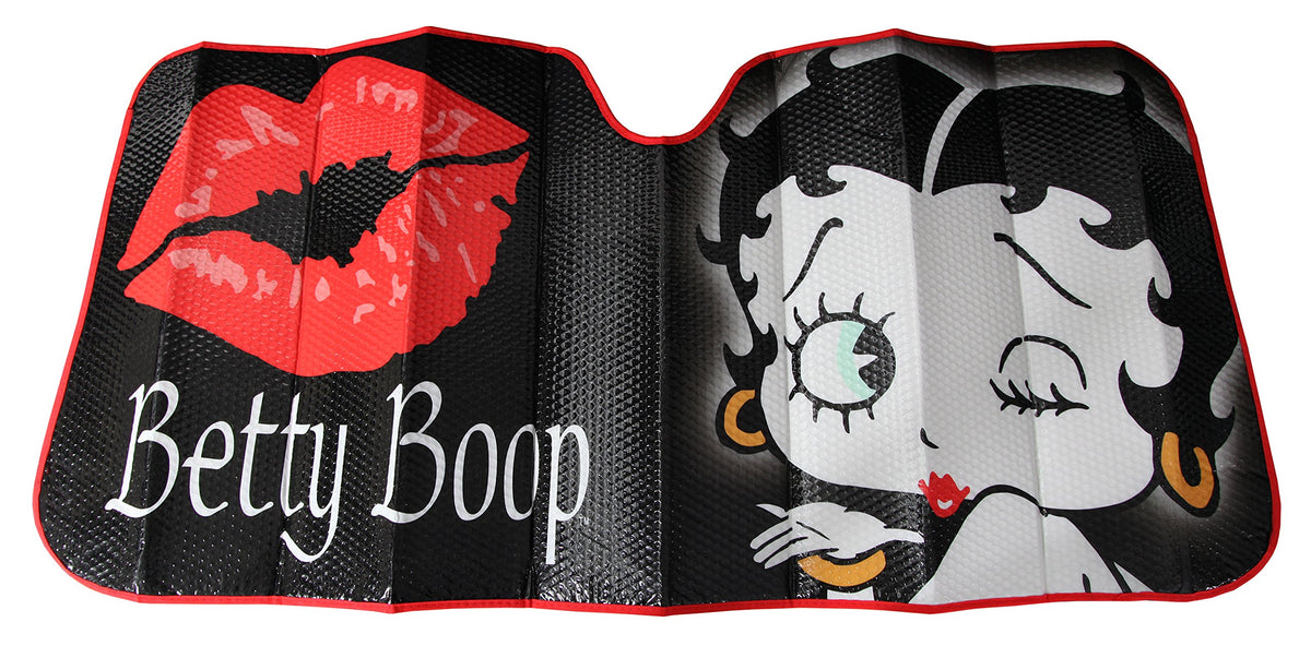 Plasticolor Betty Boop front view on windshield showing full coverage and sun protection