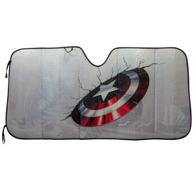Plasticolor installed Captain America sunshade in car blocking sunlight and heat