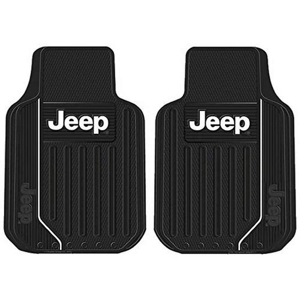 Plasticolor Jeep front packaging showing mats and anchor hardware for easy setup