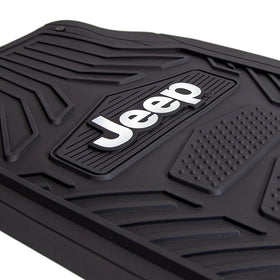 Plasticolor Jeep rear mats displayed with size comparison and protection benefit