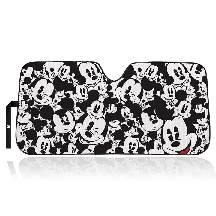 Plasticolor front view of Mickey Mouse sunshade showing full windshield coverage and protection