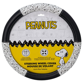 Plasticolor front view of Snoopy steering wheel cover shows playful design and improved grip