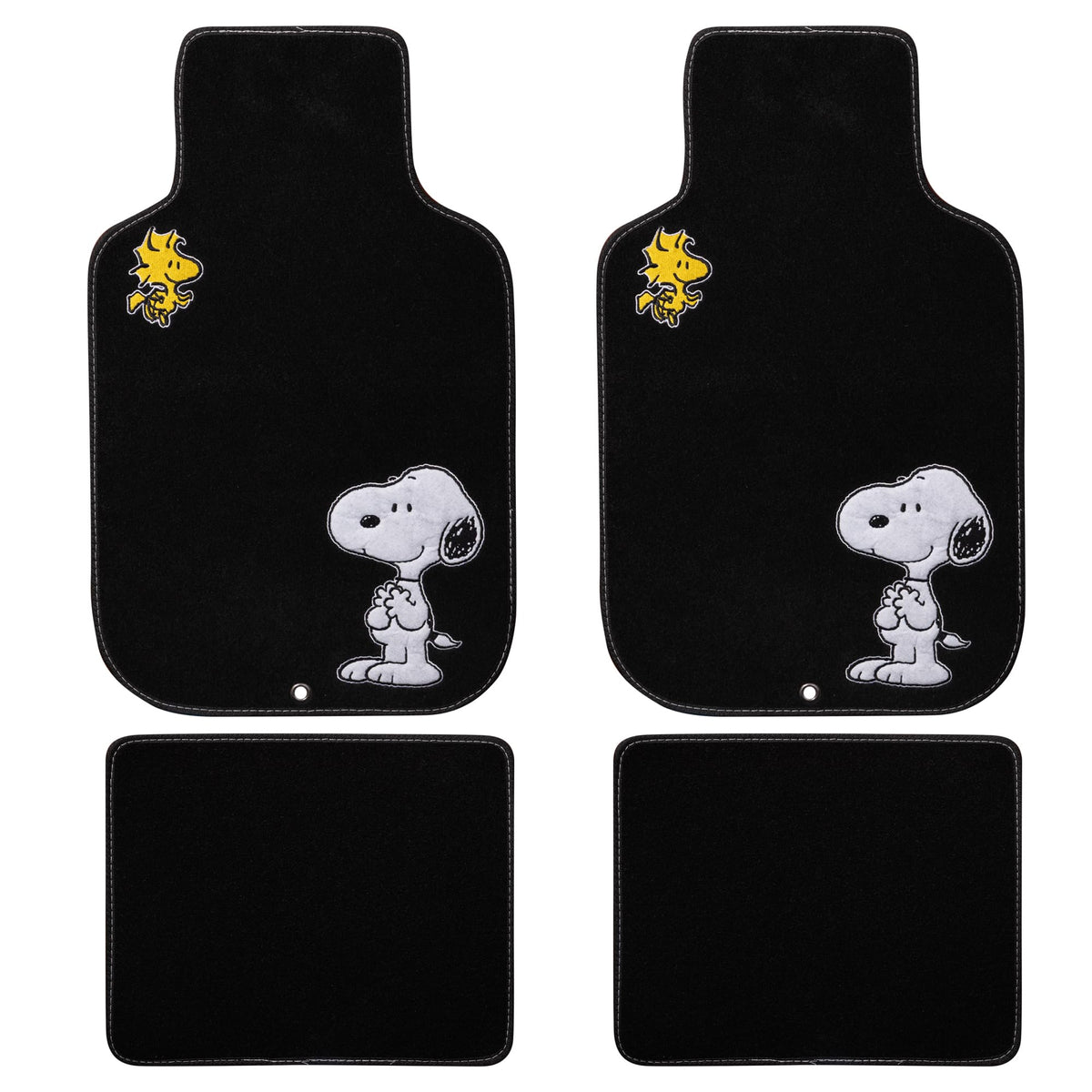 Plasticolor Snoopy and Woodstock front mats showing playful design and protection