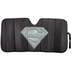 Plasticolor sunshade front view showing Superman logo and full coverage benefit