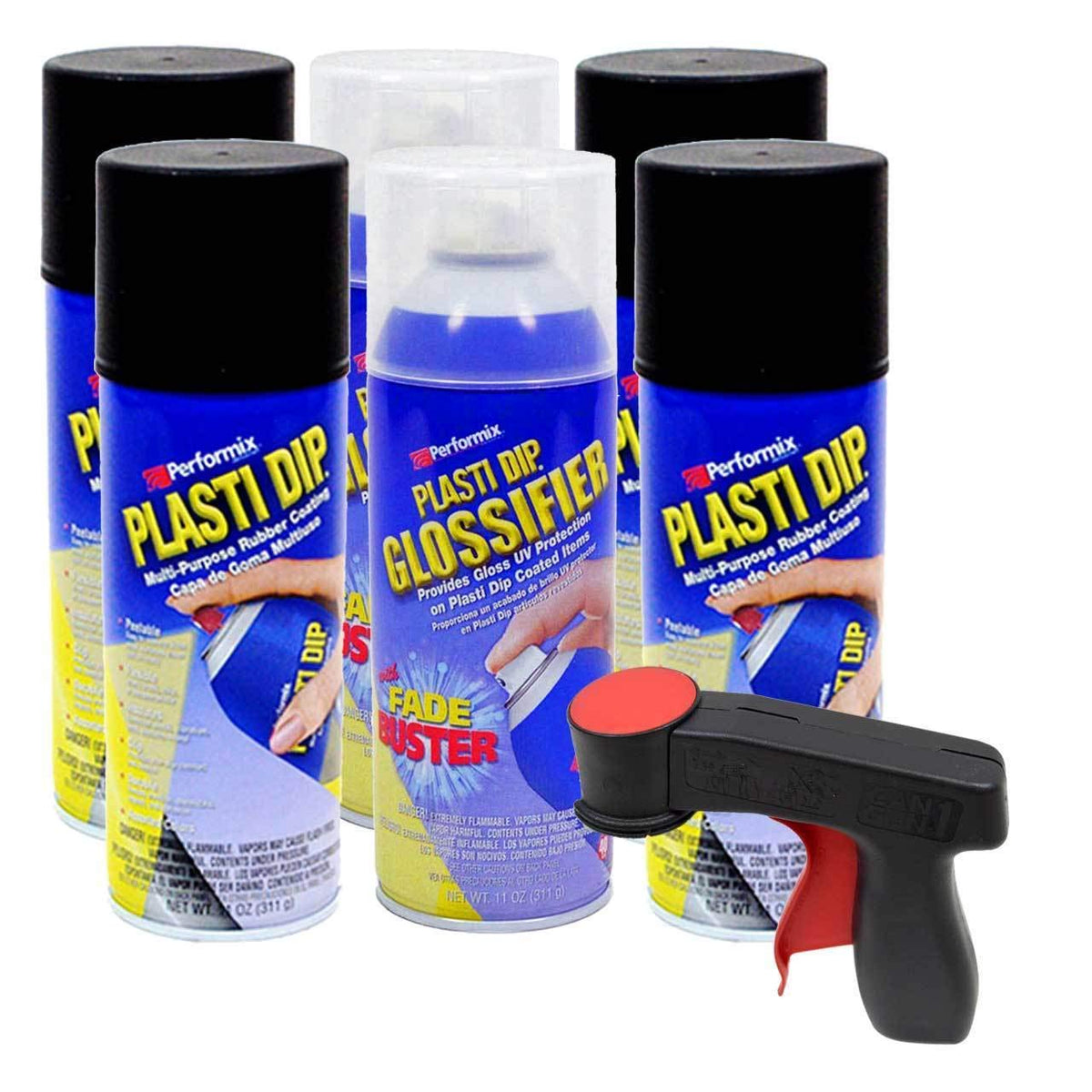 Plasti Dip front view of black aerosol kit showing product and benefit of easy application