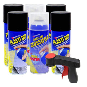Plasti Dip front view of black aerosol kit showing product and benefit of easy application