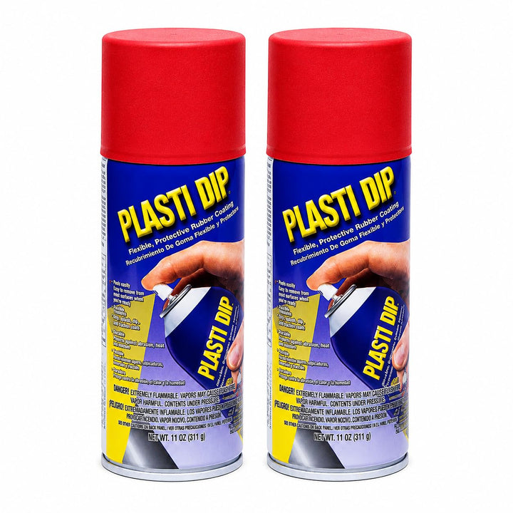Plasti Dip red 11oz front can showing label and ergonomic grip benefit