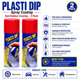Plasti Dip red coating applied to car emblem demonstrating protective, peelable finish