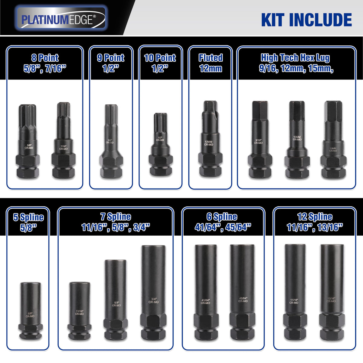 PLATINUMEDGE organized set in foam case for easy storage benefit