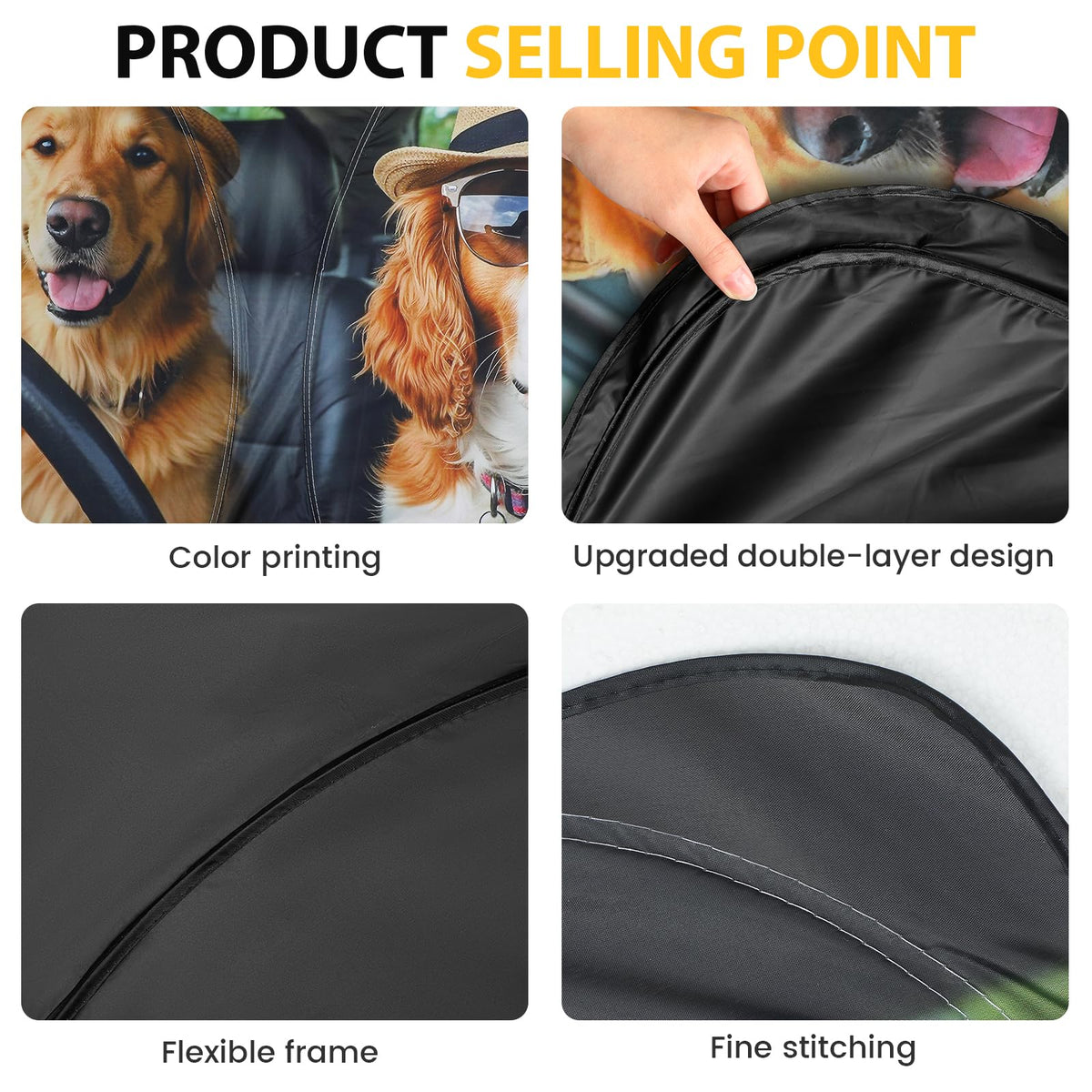 Pleneal sunshade installed in car windshield reducing cabin heat