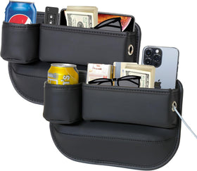 PLEW front view showing two black leather gap fillers and neat fit providing tidy storage