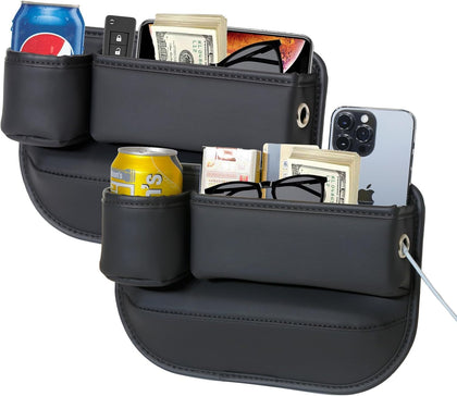 PLEW front view showing two black leather gap fillers and neat fit providing tidy storage