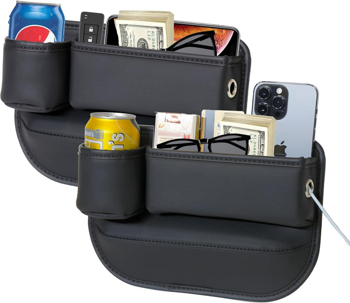 PLEW front view showing two black leather gap fillers and neat fit providing tidy storage