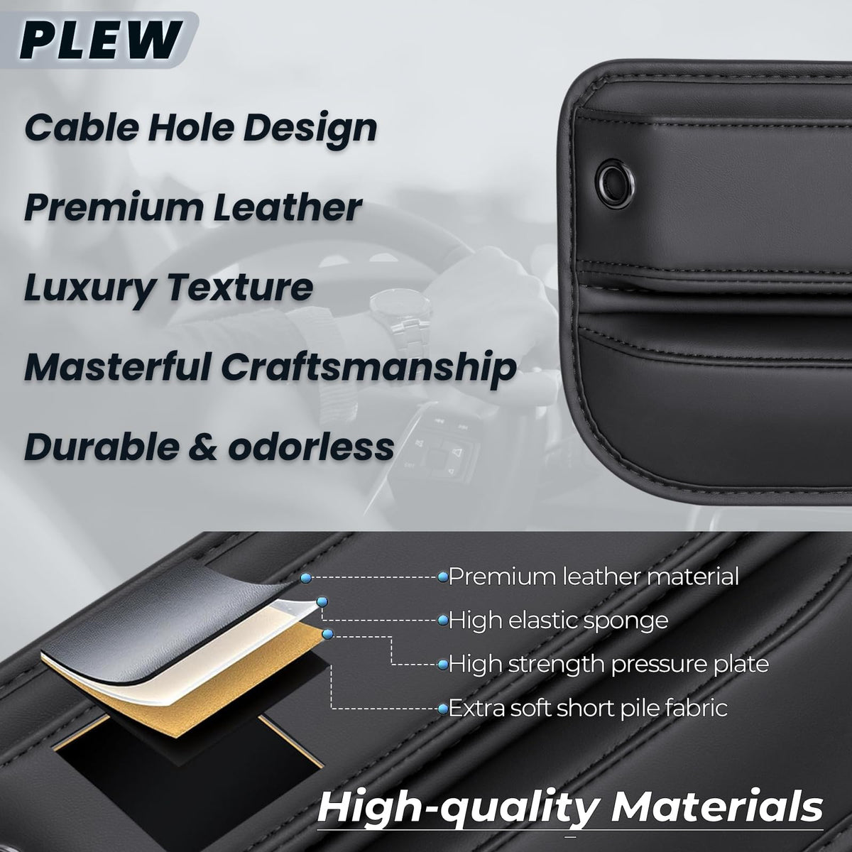 PLEW two-pack on seat showing extra organizers ready for use