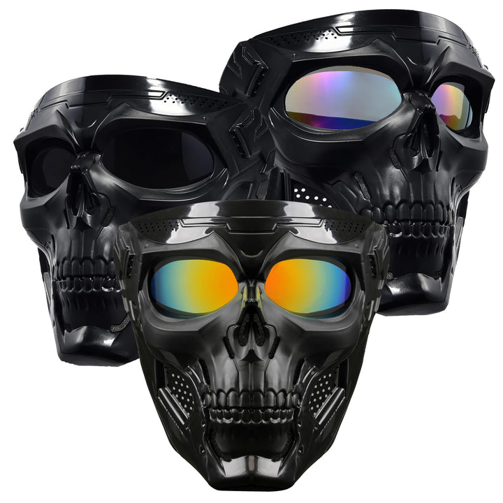PLOOTA skull mask front view showing protective coverage and stylish design