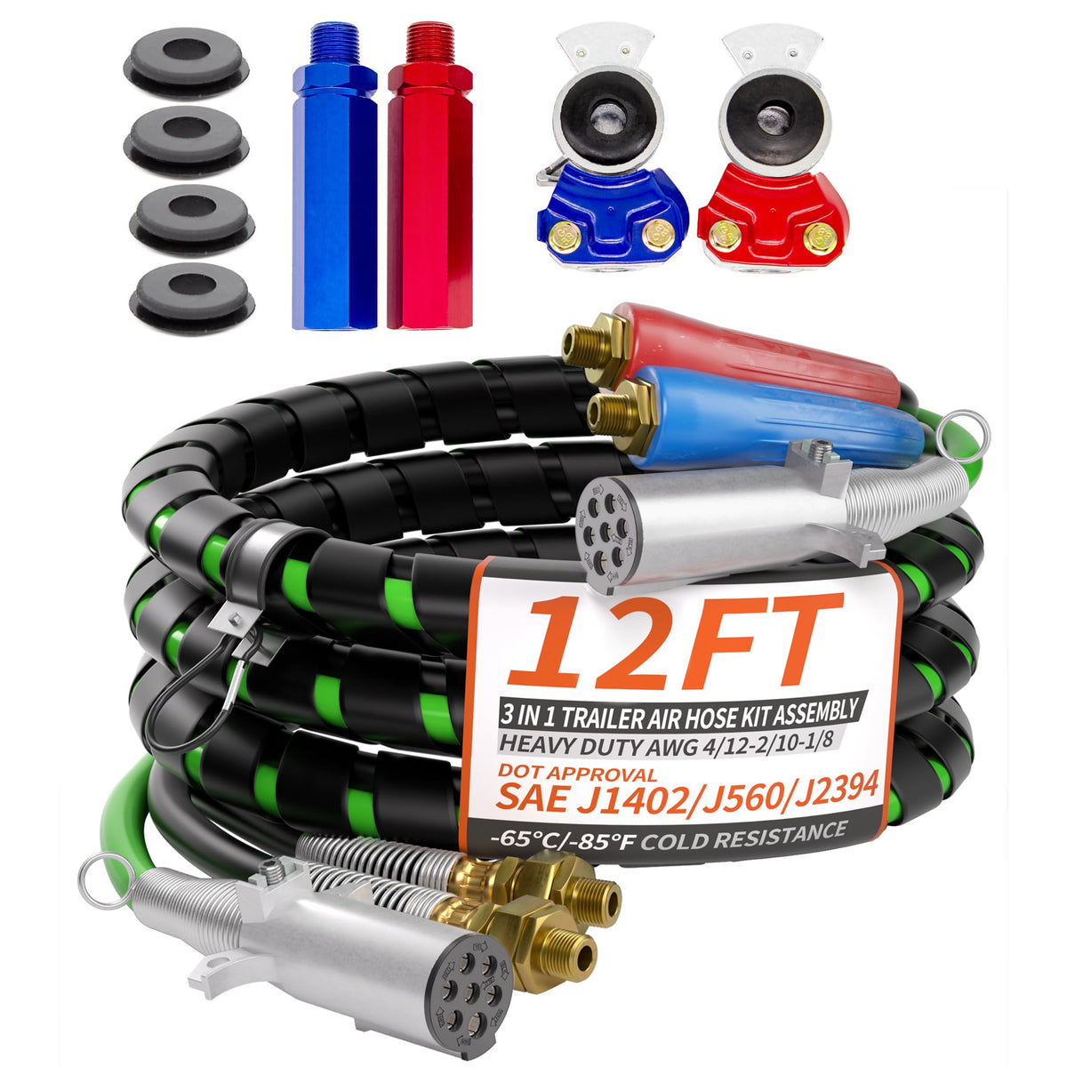 PlugSaf front view of 3-in-1 assembly showing organized cables and benefits