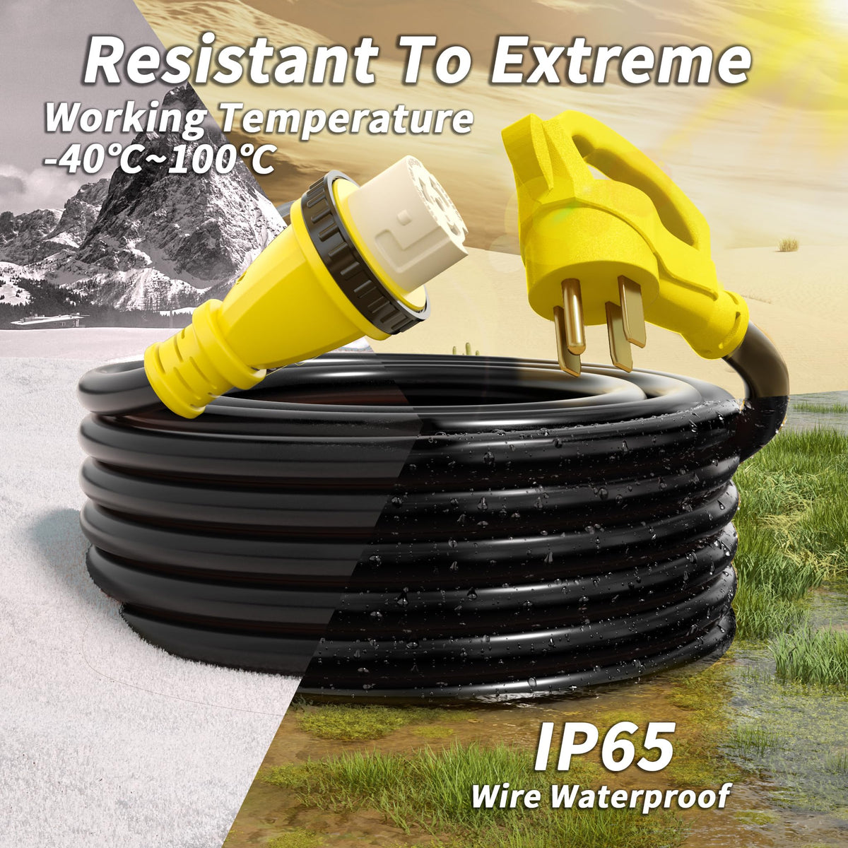 PlugSaf label close-up showing ETL rating and 50A/250V specification for safety
