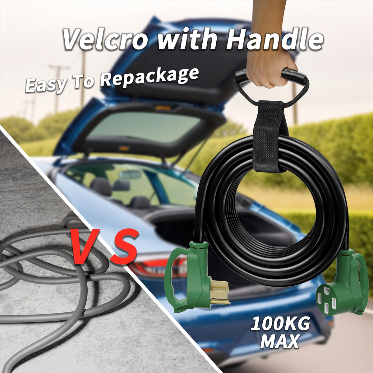 PlugSaf in camping setup powering an RV demonstrating outdoor dependable energy