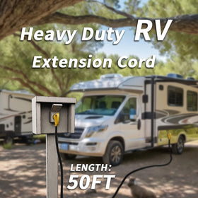 PlugSaf powering an RV at a campground demonstrating dependable outdoor use