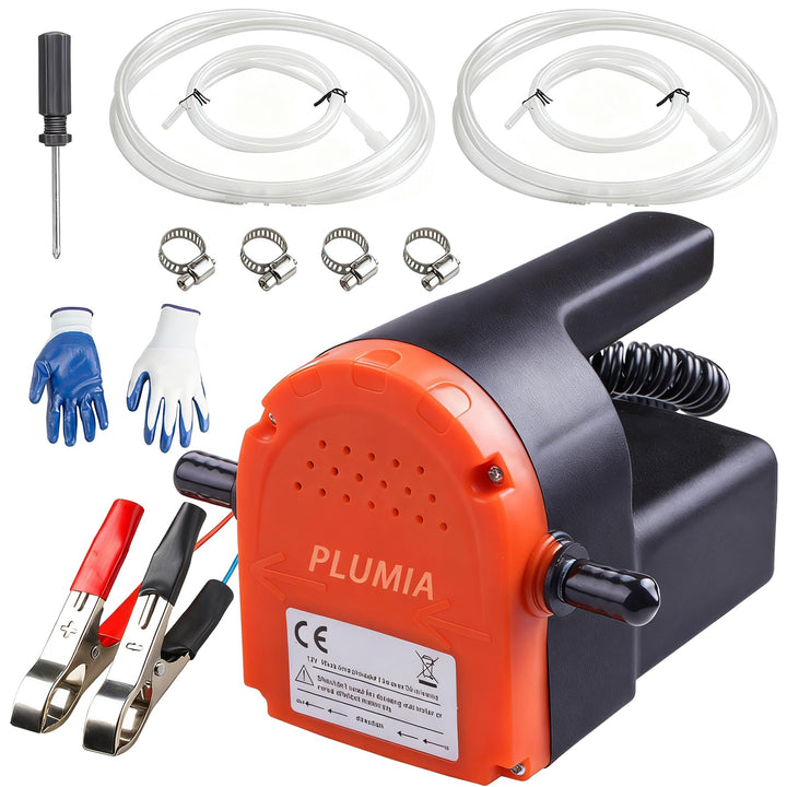 PLUMIA pump and full kit laid out, showing included accessories for quick setup