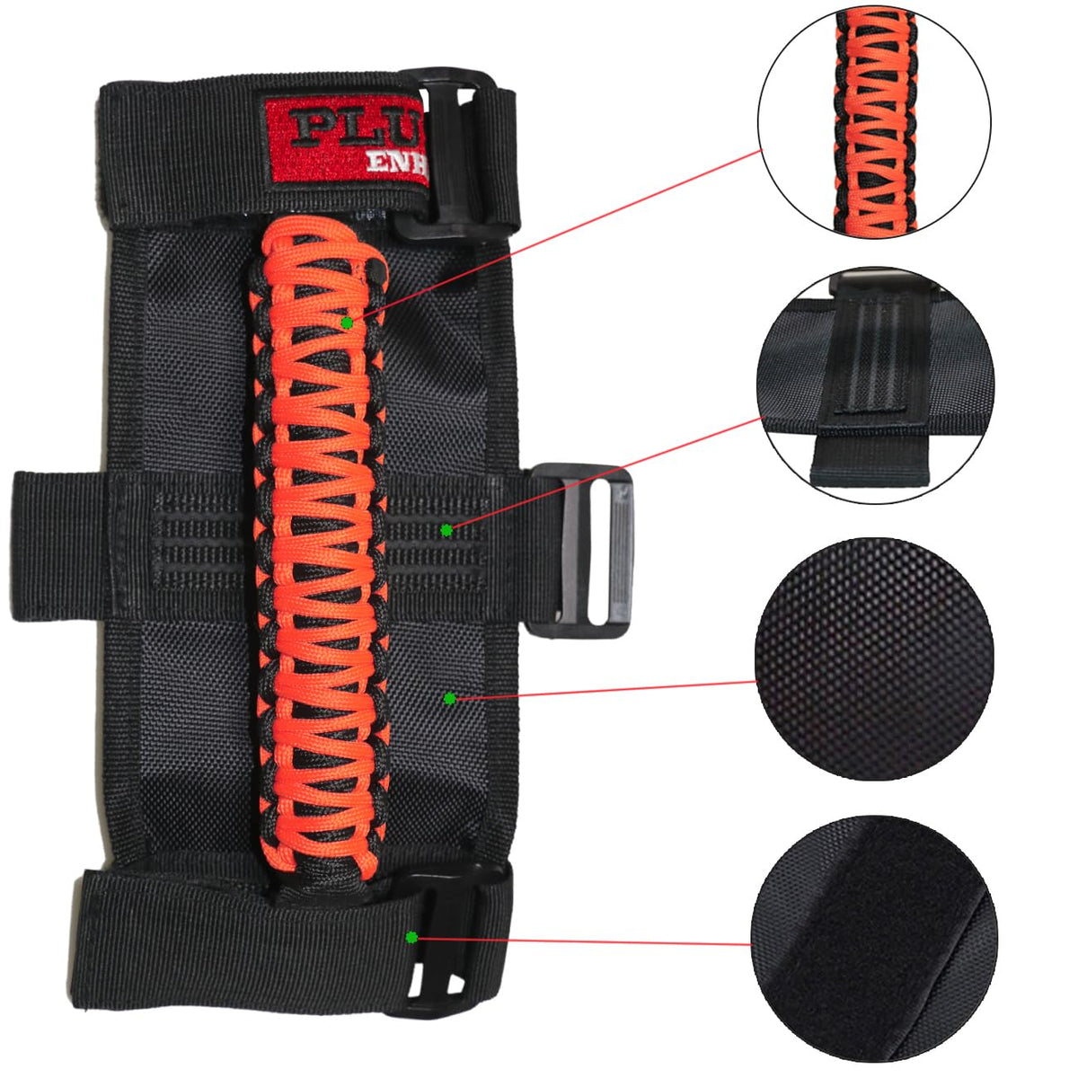 PLUSUTV close-up of 550 paracord weave highlighting durable grippy texture and comfort