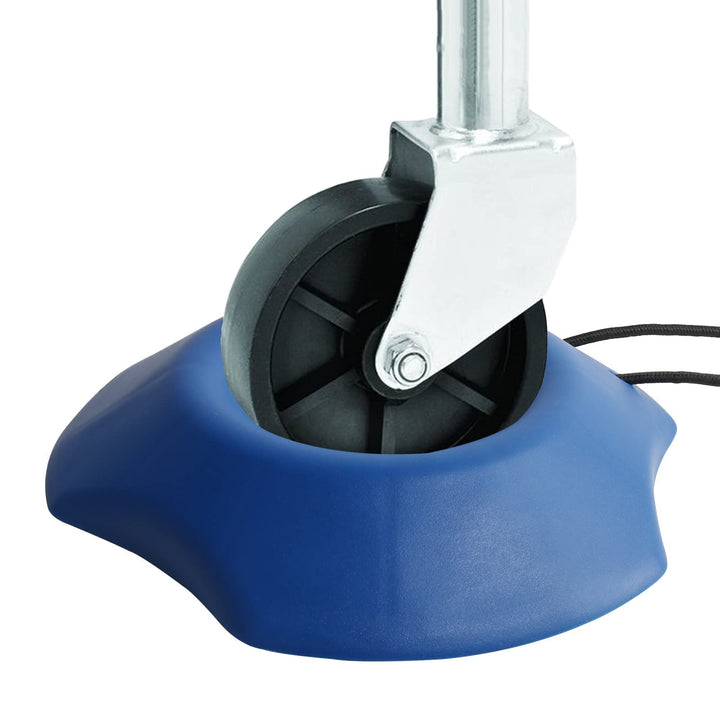 PLUSUTV front view of dock showing wide base and visible blue color for stability