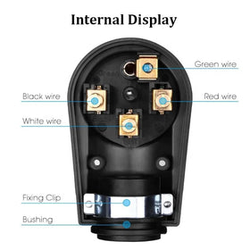 Plutreas detailed view of copper wiring terminals for secure electrical contact