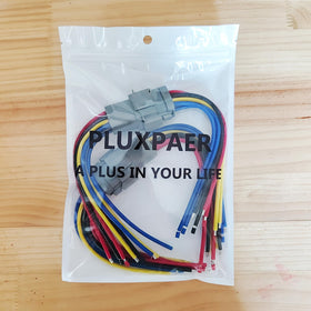 PLUXPAER crimp and solder assembly example showing quick install and firm retention