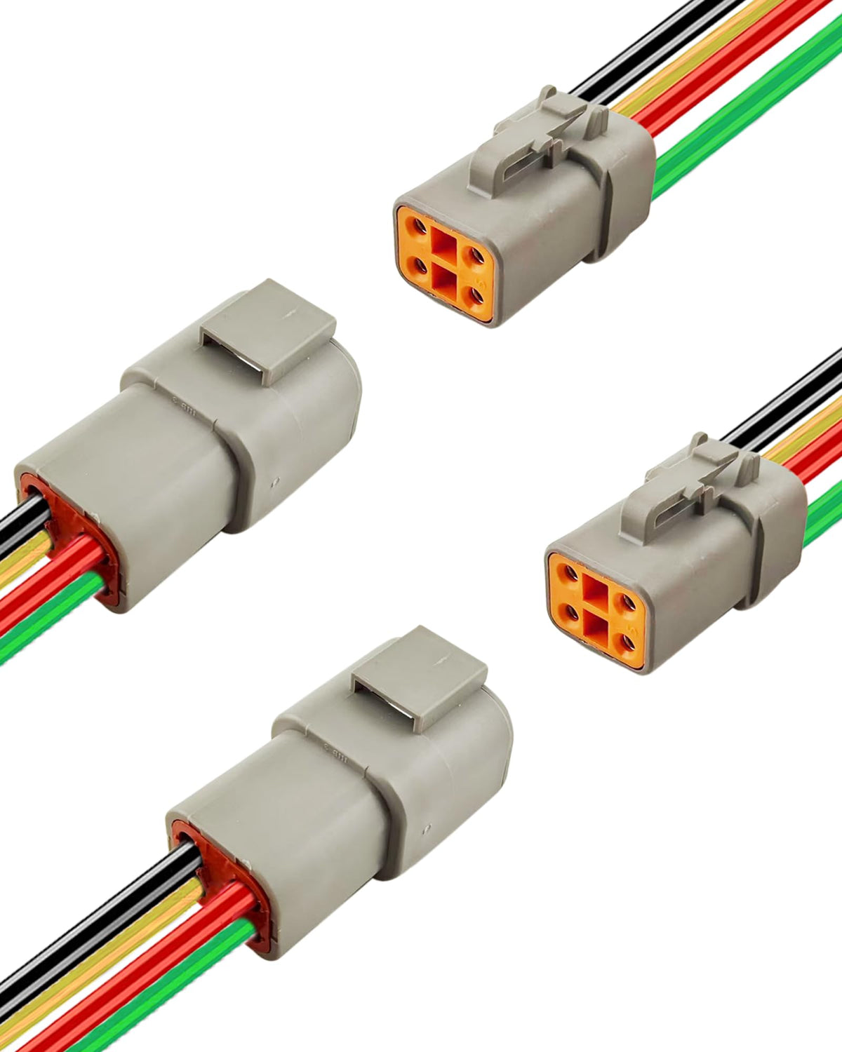 PLUXPAER front view of 10AWG 4-pin connector pack showing durable housing and leads