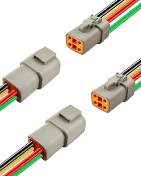 PLUXPAER front view of 10AWG 4-pin connector pack showing durable housing and leads