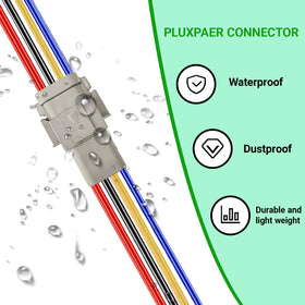 PLUXPAER connector mounted on vehicle harness showing vibration‑resistant secure connection